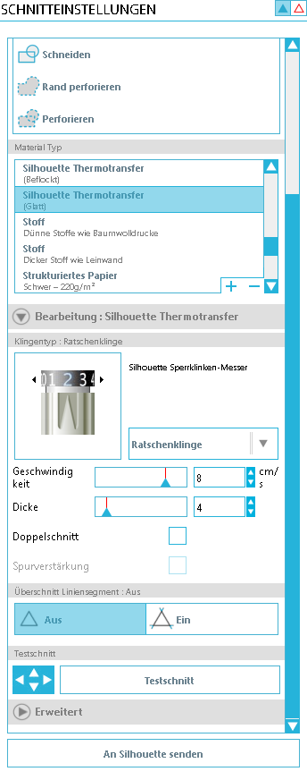 schnitteinstellungen plotter bügelbild