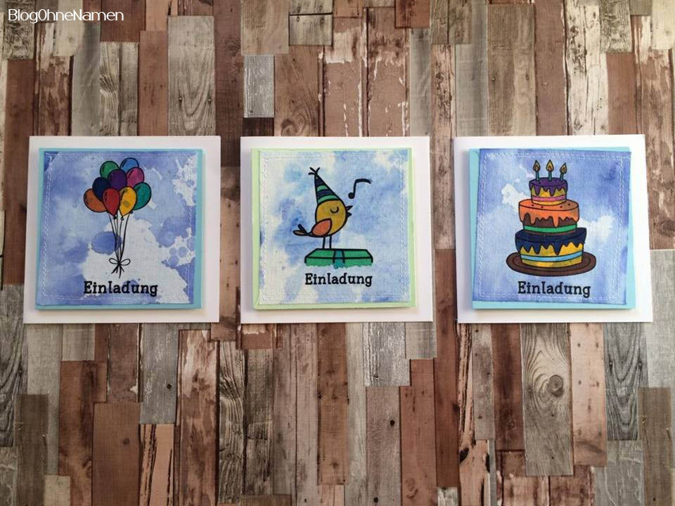 Einladungskarten mit Stoffapplikation und Plottermotiv