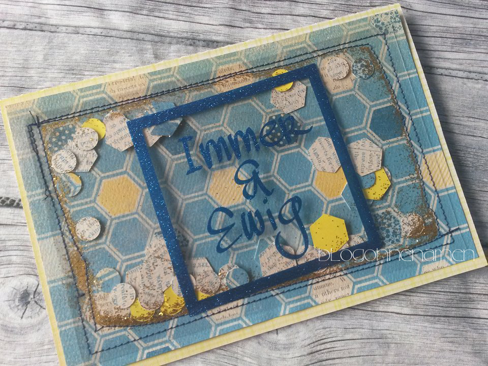 Shaker Card mit Glitzerfolie und Designpapier