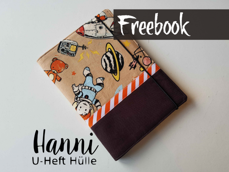 Genähte U-Heft Hülle aus Baumwollstoff nach dem Freebook: "Hanni"