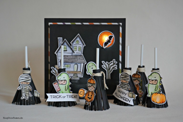 LED Halloween Karte mit 3D-Effekt und Hexenbesen