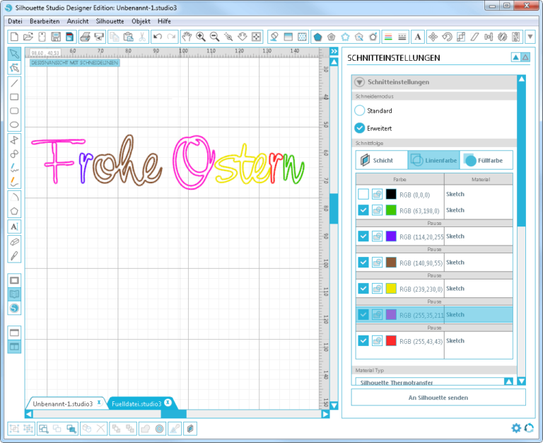Plotter – Anleitung: Mehrere Farben mit dem Plotter zeichnen